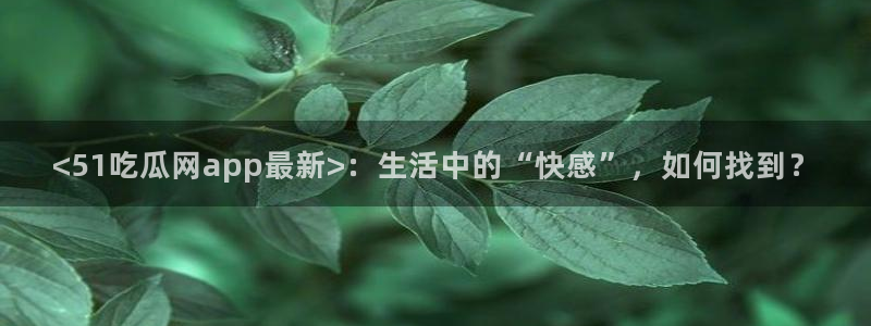 51吃瓜全网最快的吃瓜网站：<51吃瓜网app最新>：生活中的“快感”，如何找到？